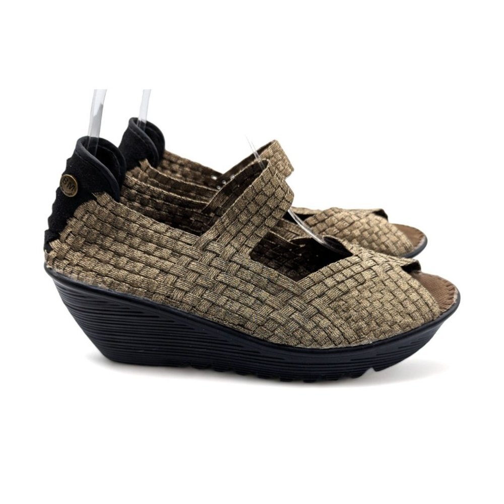 Bernie Mev. Lulia Bronze Beige Women's Handwoven Casual Wedge Shoes sz 41 US 10M